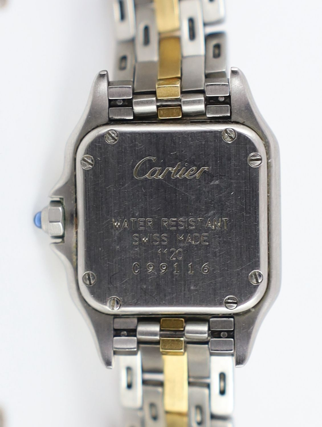A lady's steel and gold Cartier Panthere quartz wrist watch
